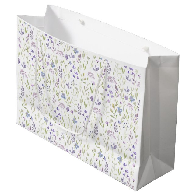 Elegante Wilde Purpurblume Große Geschenktüte (Vorderseite Schrägansicht)