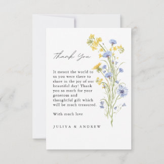 Elegante Wildflower-Hochzeit Danke Karte