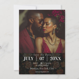 Elegante Wildrosen-Blumen-Hochzeit Save The Date