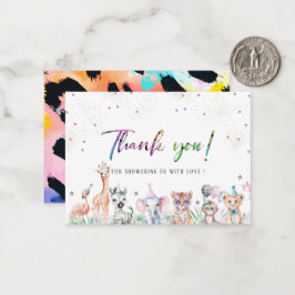 Elegante Wildsafari-Tiere in Watercolor Mitteilungskarte