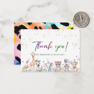 Elegante Wildsafari-Tiere in Watercolor Mitteilungskarte