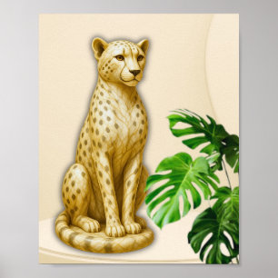 Elegante Wildtier Gepard Skulptur Poster