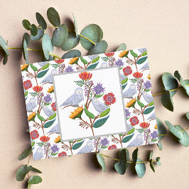 Elegante William Morris Style Owls mit Sonnenblume Postkarte