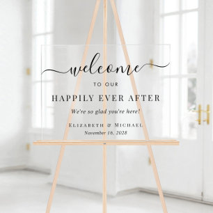Elegante Willkommen bei unserer Hochzeit für ein g Acrylschild