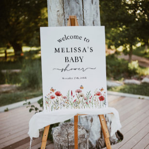 Elegante Willkommensgruß zur Babyparty mit Wildblu Poster