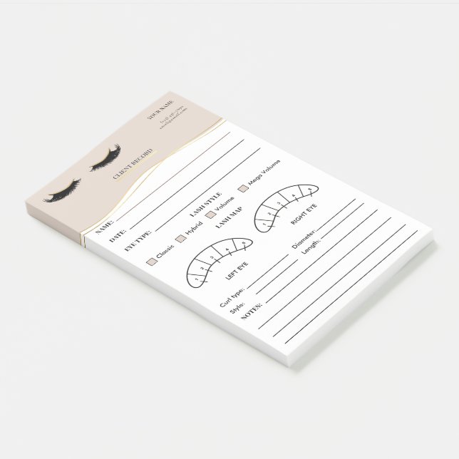 Elegante Wimpern-Klientenregistrierungsformular Post-it Klebezettel (angewinkelt)