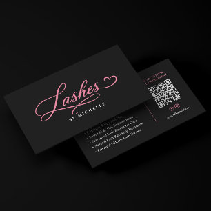 Elegante Wimpern-Tech-Lift-Extensions Rosa Schwarz Visitenkarte