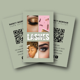 Elegante Wimpernverlängerungs-Tech-Foto-Collage QR Visitenkarte