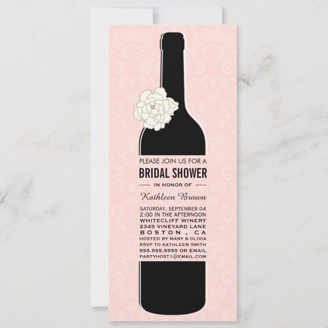 Elegante Wine Bridal Dusche Einladung (Vorderseite)
