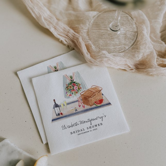 Elegante Wine tasting | Picnisches Brautparty Serviette (Von Creator hochgeladen)