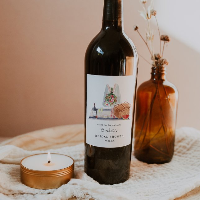 Elegante Wine tasting | Picnisches Brautparty Weinetikett (Von Creator hochgeladen)