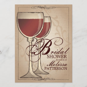 Elegante Wine Themed Bridal Dusche Einladung