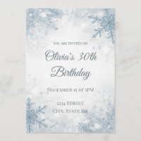 Elegante Winter 30. Geburtstagseinladung – Eisiger