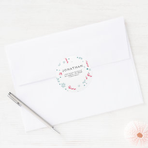 Elegante Winter-Adresse  Runder Aufkleber