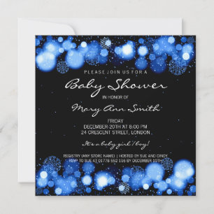 Elegante Winter Baby Dusche Blau Einladung