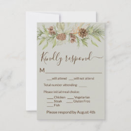 Elegante Winter Beige Pine RSVP Card