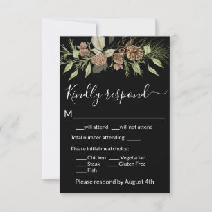 Elegante Winter Black Pine RSVP Card Karte