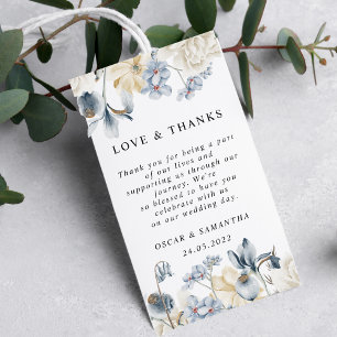 Elegante Winter Blau und Weiß Blume Geschenkanhänger