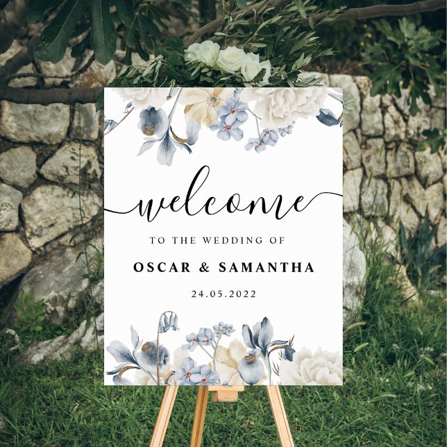 Elegante Winter Blau und Weiß Blume Poster (Von Creator hochgeladen)