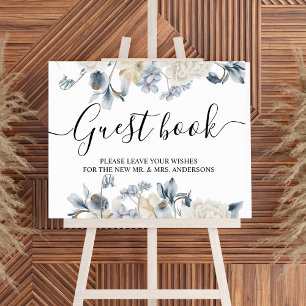 Elegante Winter Blau und Weiß Blume Poster