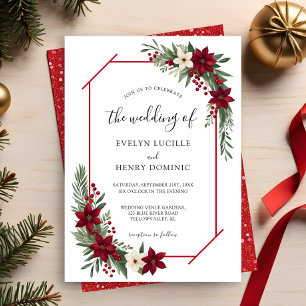 Elegante Winter Christmas Floral Wedding Einladung