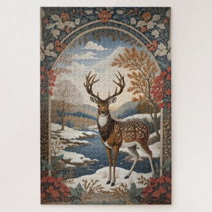 Elegante Winter Deer Winter Szene Puzzle