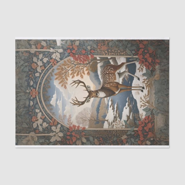 Elegante Winter Deer Winter Szene Seidenpapier (Vorderseite)