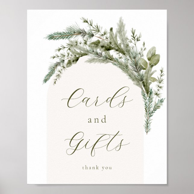 Elegante Winter Evergreen Arch Cards und Geschenks Poster (Vorne)