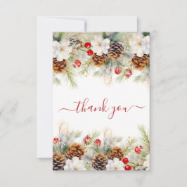 Elegante Winter Evergreen Baby Dusche Wasserfarbe Dankeskarte