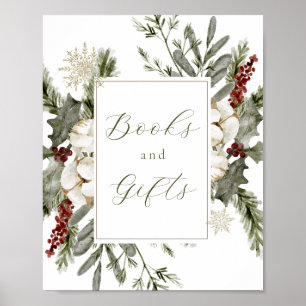 Elegante Winter Evergreen Bücher und Geschenke Sig Poster