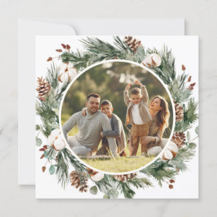 Elegante Winter Evergreen Holiday Foto Card Einladung