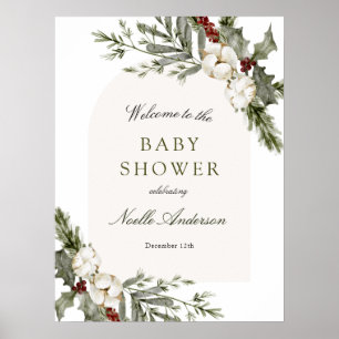 Elegante Winter Floral Arch Baby Dusche Poster