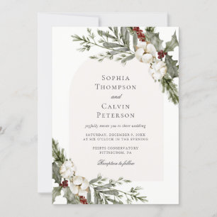 Elegante Winter Floral Arch Wedding Einladung