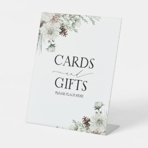 Elegante Winter Floral Brautparty Karten & Geschen Sockelschild