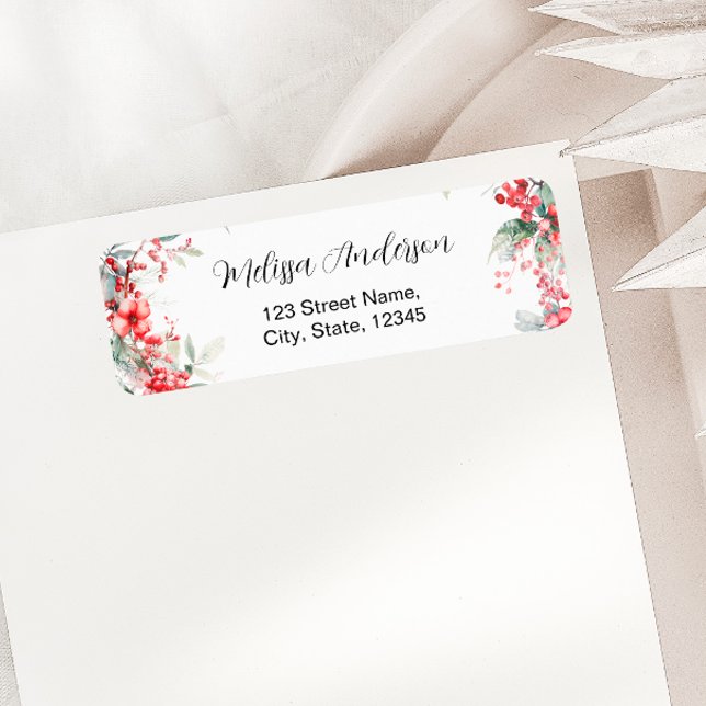 Elegante Winter Floral Brautparty Rücksendeadresse (Von Creator hochgeladen)