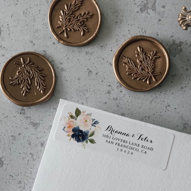 Elegante Winter Floral Calligraphy Rücksendeadress (Von Creator hochgeladen)