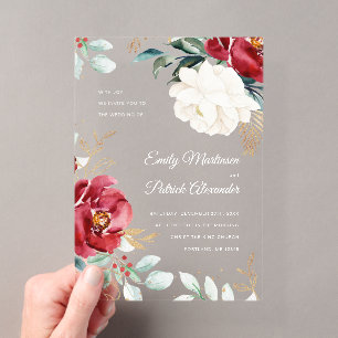 Elegante Winter Floral Christmas Acryleinladungen