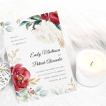 Elegante Winter Floral Christmas Einladung<br><div class="desc">Die elegante Weihnachtsfeiereinladung besticht durch wunderschöne,  rot-weiße Blume mit schick grünen und goldenen Elementen. Bitte schauen Sie sich diese Hochzeitskollektion für die Koordination der Dinge an.</div>