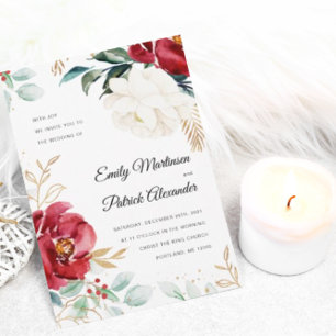 Elegante Winter Floral Christmas Einladung