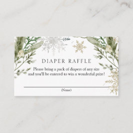 Elegante Winter Floral Diaper Raffle Baby Dusche Begleitkarte