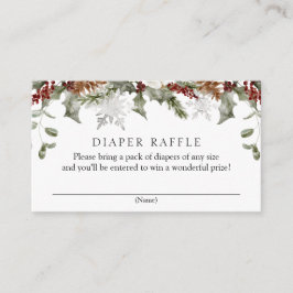 Elegante Winter Floral Diaper Raffle Baby Dusche Begleitkarte