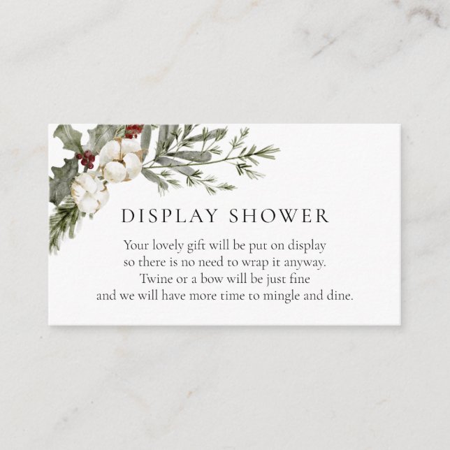 Elegante Winter Floral Enclosure Card Begleitkarte (Vorderseite)