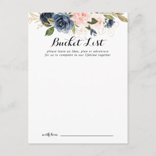 Elegante Winter Floral Wedding Bucket List Cards Postkarte