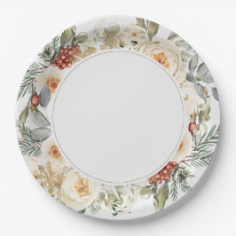 Elegante Winter Floral Wedding Pappteller