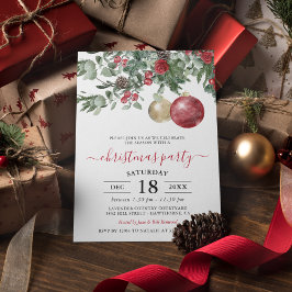 Elegante Winter Floral Weihnachten Party Einladung