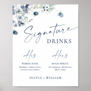 Elegante Winter Foliage Signature Drink Hochzeit Poster