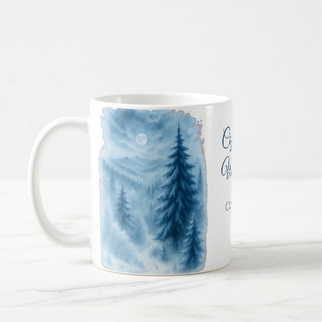 Elegante Winter Forest Corporate Holiday Geschenke Kaffeetasse (Links)