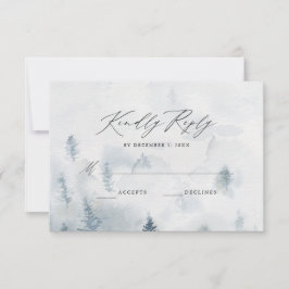 Elegante Winter Forest Wedding RSVP Card Karte