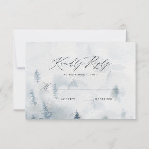 Elegante Winter Forest Wedding RSVP Card Karte