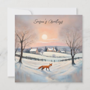 Elegante Winter Fox Snow Scene Landschaft Weihnach Feiertagskarte